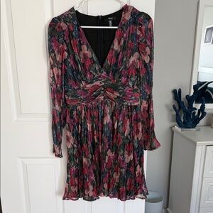 Aqua Floral Long Sleeve Dress